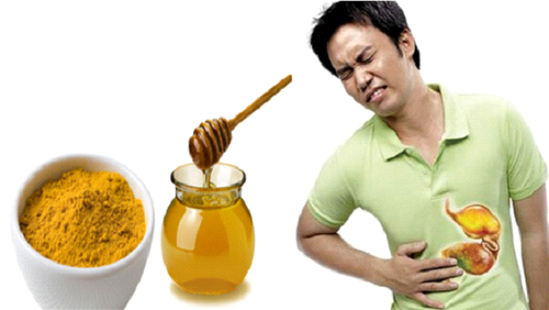 Người đau vùng thượng vị có tiền sử viêm loét dạ dày nên ăn bột nghệ mật ong.